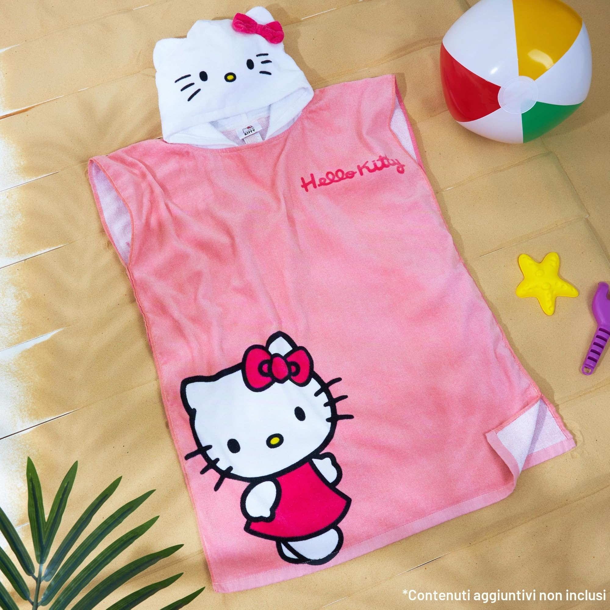 Hello Kitty Asciugamani Bagno con Cappuccio per Bambina Telo Mare Piscina Poncho Cinnamoroll Kuromi Assorbente Kawaii Asciugamano Cotone (Rosa Poncho Hello Kitty, 10-14 Anni)