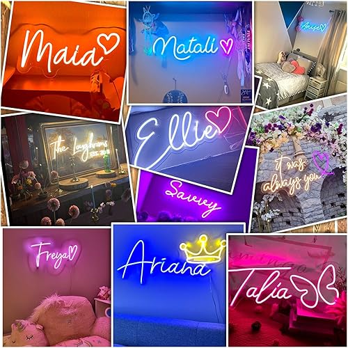 Vista 40 de Letreros de neón para decoración de pared, letrero de neón rosa para dormitorio, letrero de neón LED Good Vibes personalizable para el hogar, Rosa 2