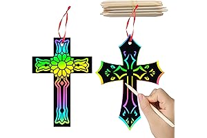 WATINC 60pcs Kids Christian Easter Scratch Ornaments