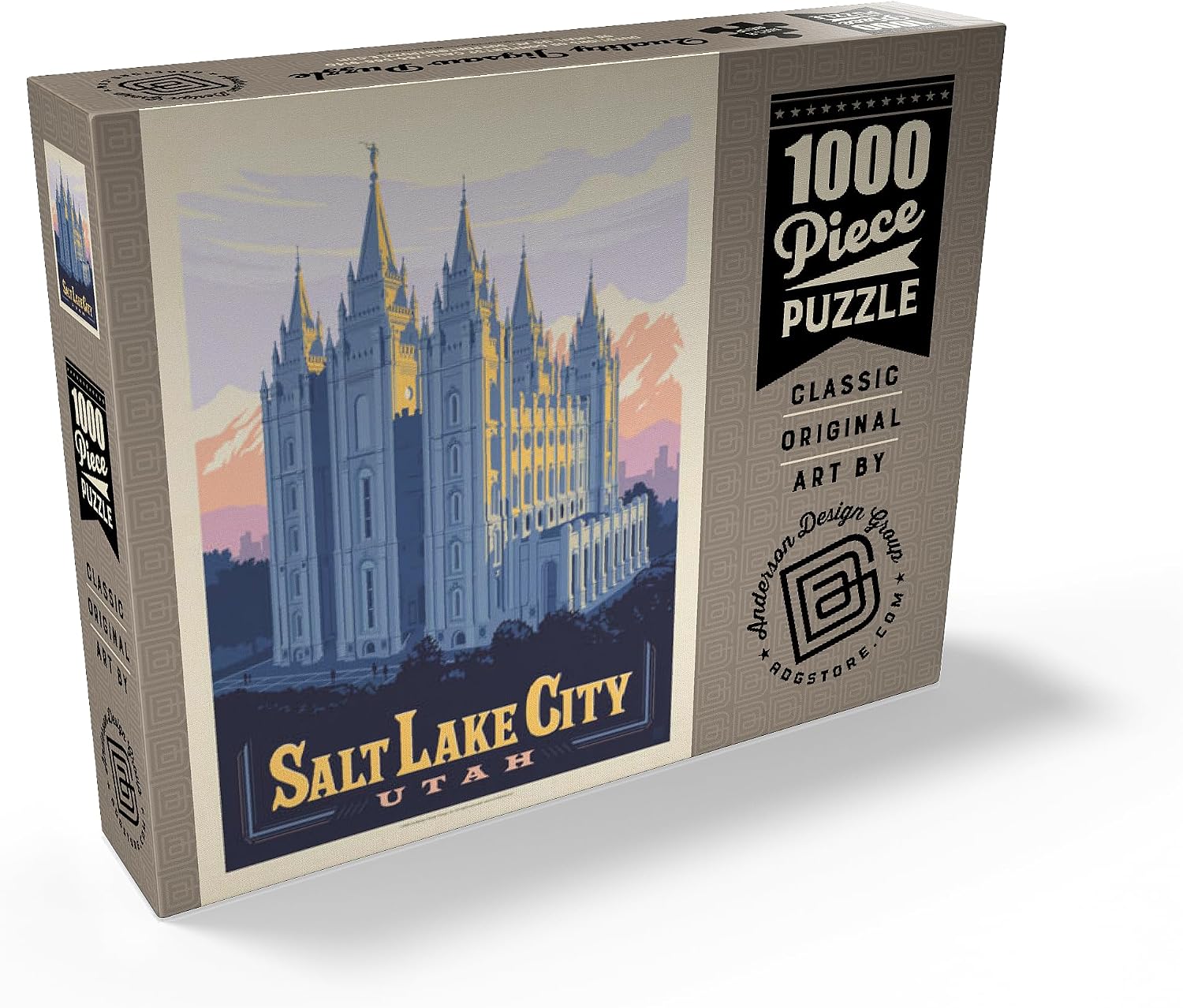 MyPuzzle Salt Lake City, Utah: Temple Square, Vintage Poster - Premium 1000 Piece Jigsaw Puzzle for Adults