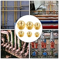 Vista 6 de Gisafai 6 piezas de tapas de tubo de latón con tapón de compresión, válvula de parada, línea de gas con conexiones roscadas de 45 grados