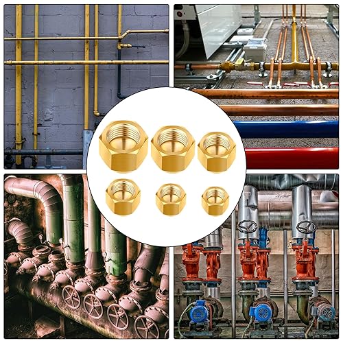 Miniatura 6 de Gisafai 6 tapas de tubo de latón, válvula de parada de tapa de compresión, Sae de 45 grados y línea de gas, accesorios de tubo acampanado para 14