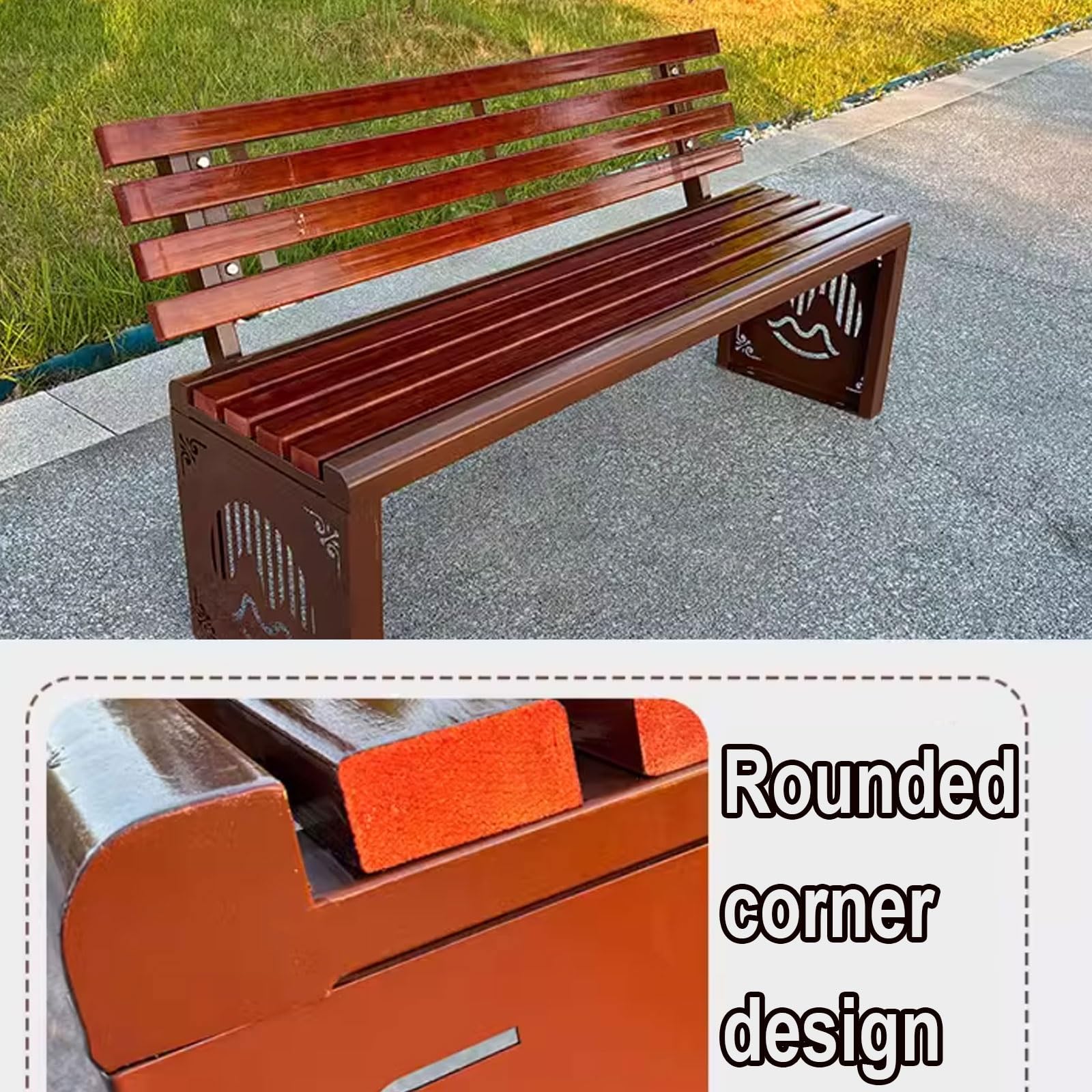 AoForce Outdoor Benches Weatherproof Stable Galvanized Steel Tubes Perfect for Backyard, Deck, Lawn, Poolside Upholstery Width 40cm (15 Inches) with Backrest(100 * 40 * 85CM)