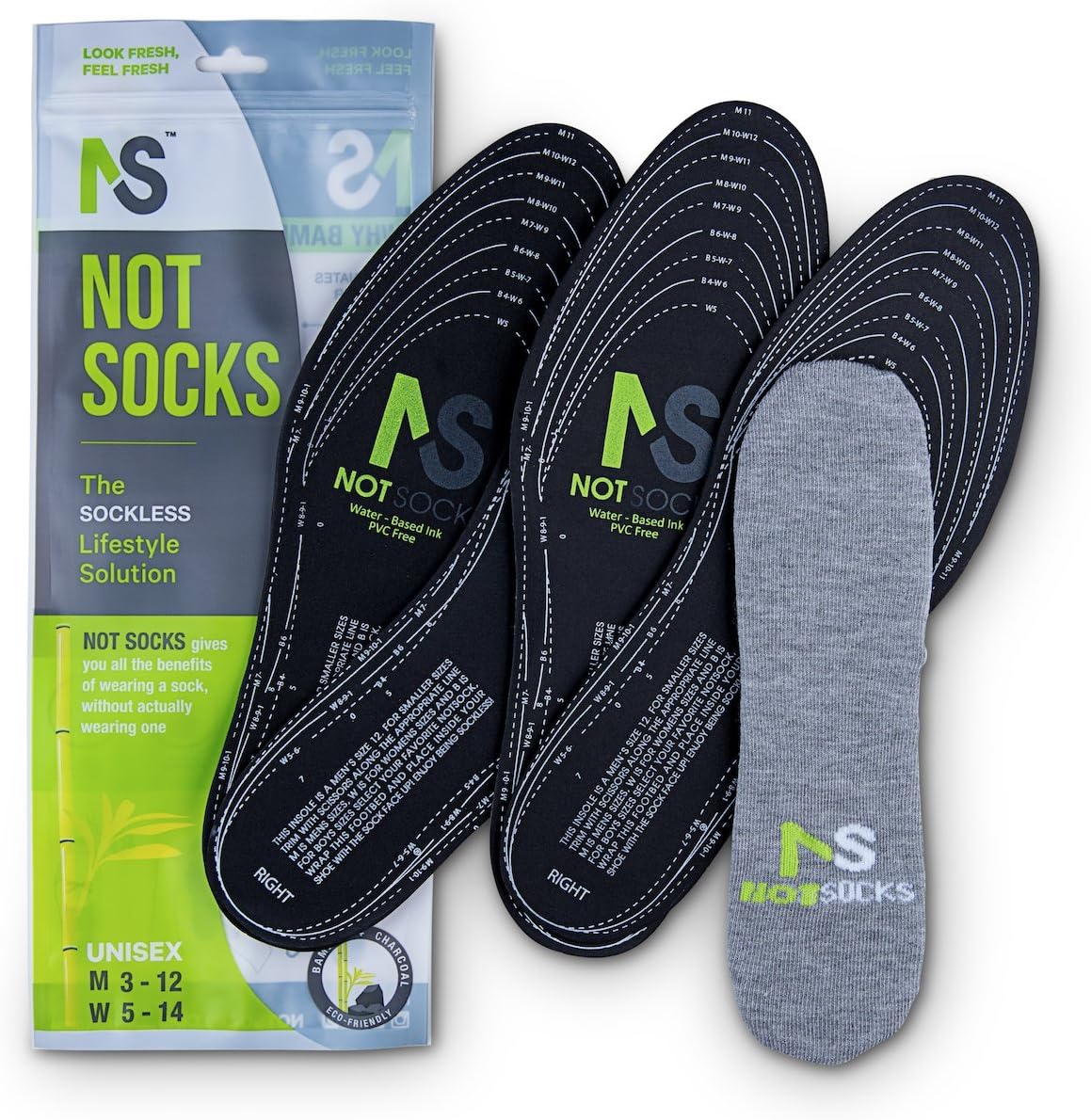 NotSocks Adults - Insole + Insole Cover Package - Adult - Heather Grey