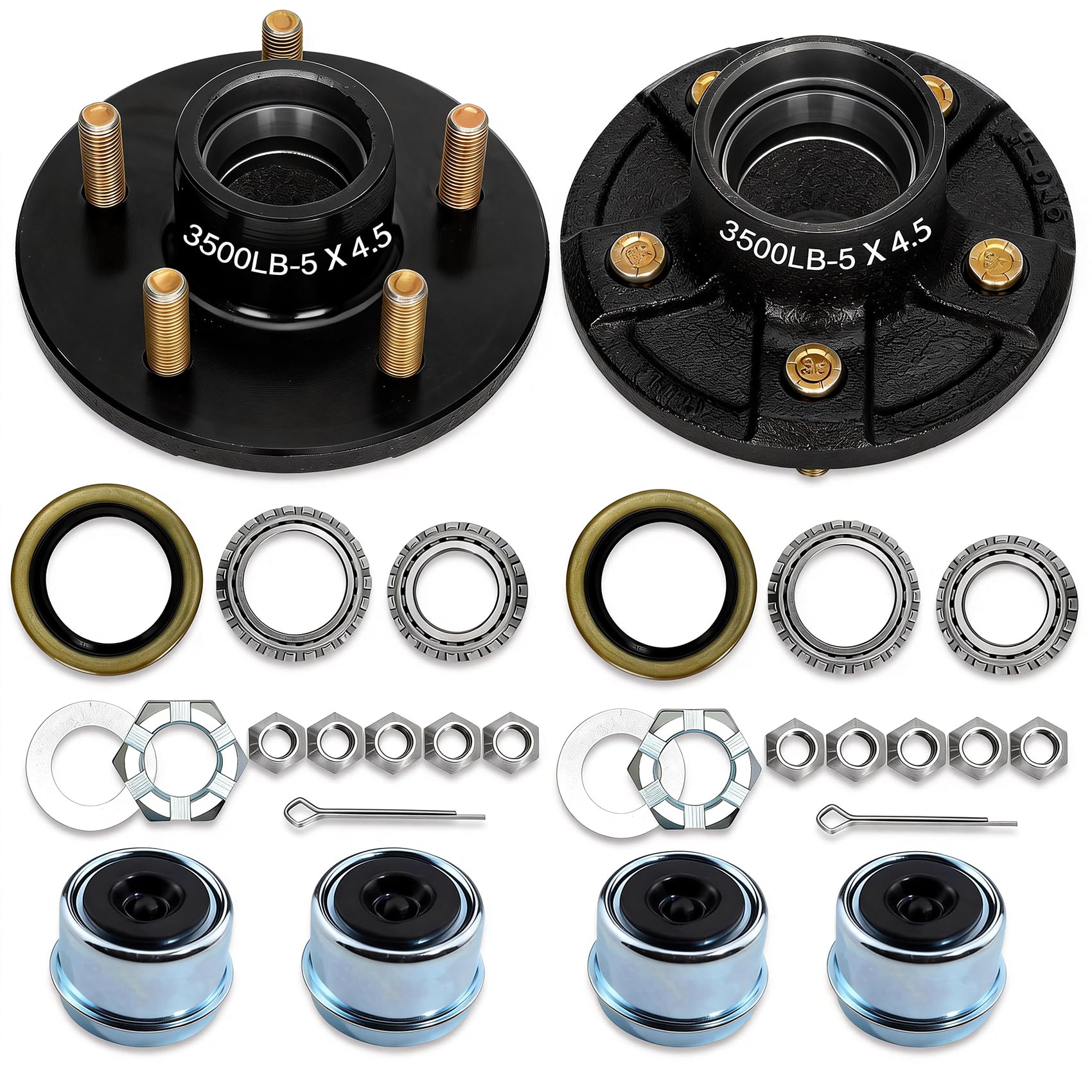 Saree 2 Sets 3500Lbs Trailer Hub Kit 5 Bolt 4.5" - trailer accessories | Mubboo