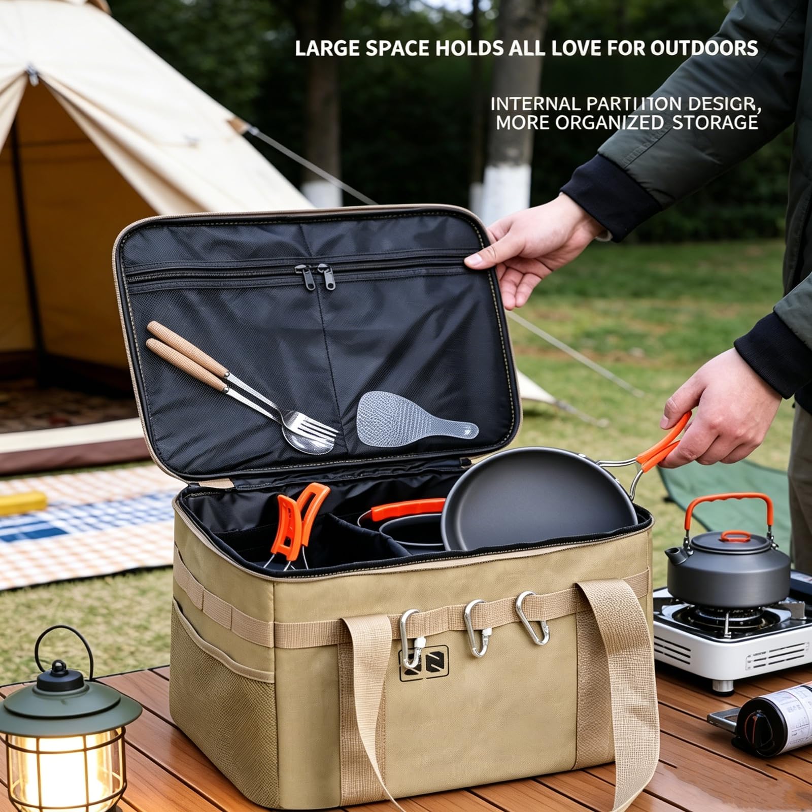 Organizador de camping, 42 L, bolsa térmica plegable, impermeable, aislante, bolsa de picnic con correa para el hombro, para pícnic, playa, senderismo