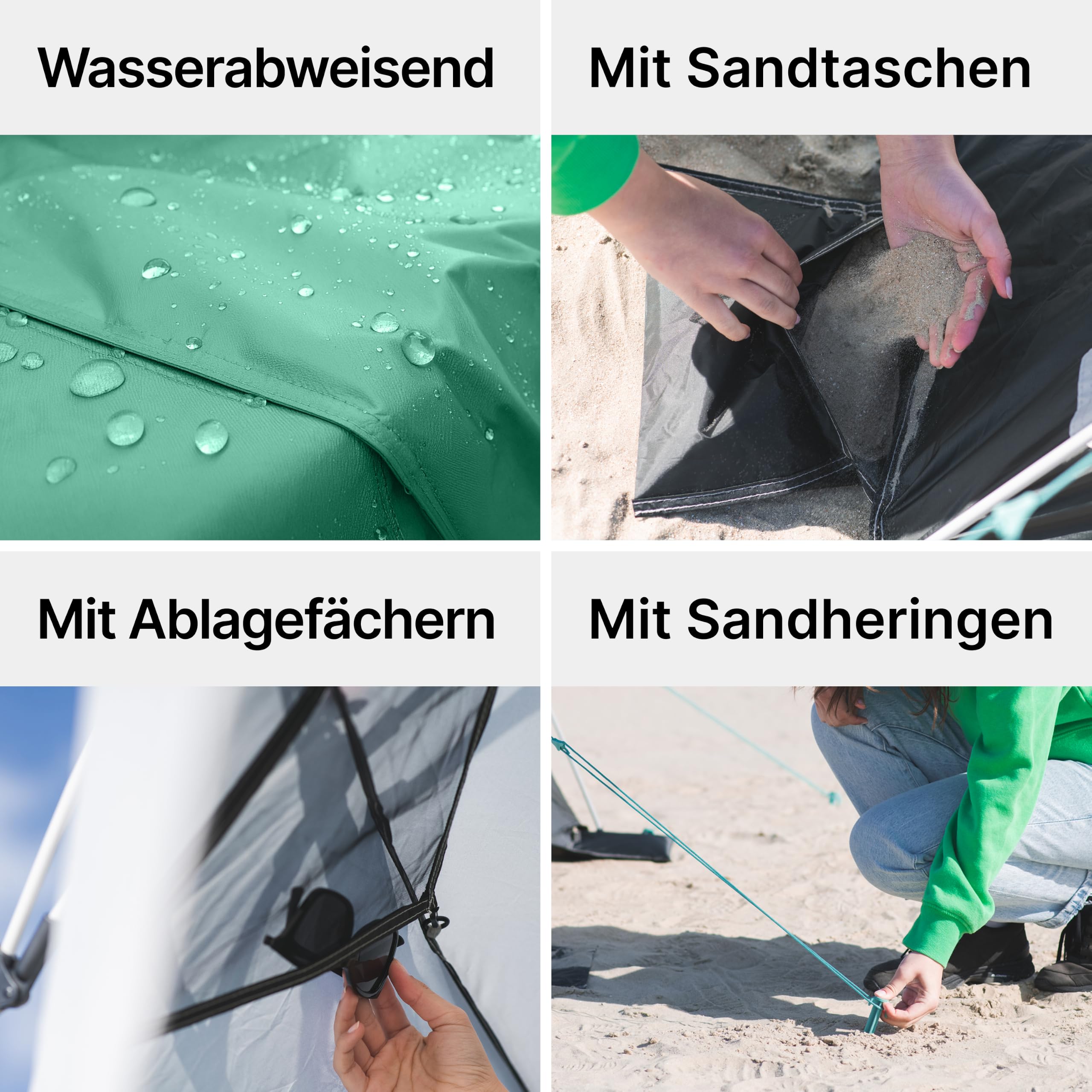 qeedo Quick Palm Strandmuschel UV-Schutz UV80 Leichtes Strandzelt Quick-Up System Sonnenschutz Windschutz