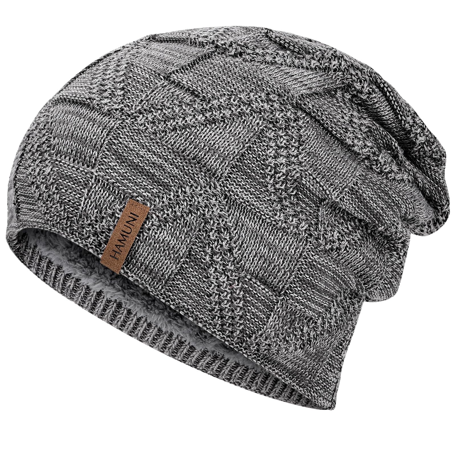 HAMUNI Mütze Damen - Atmungsaktiv Strickmütze Herren - Slouch Beanie Mütze | mit Weichem Fleece Innenfutter - Unisex Wintermütze - Klassische Herren Damen Mütze für Herbst Winter Frühjahr