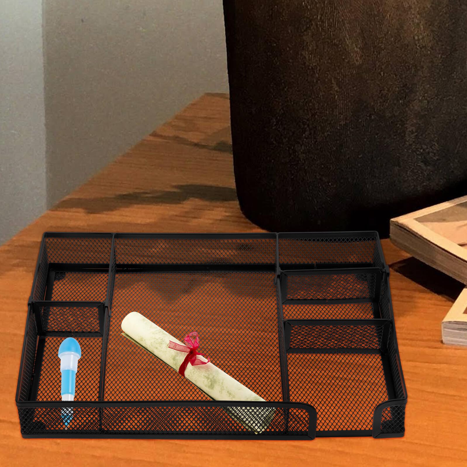 DOITOOL 2 Piezas Organizador de Escritorio Metálico Multifuncional con Divisores Desmontables Compacto y Elegante para Accesorios de Oficina y Papelería de Espacio y Superficie de Trabajo