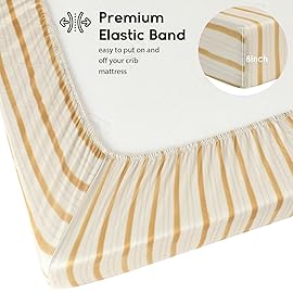 Yoofoss Baby Crib Sheets for Boys Girls, Fitted Crib Sheet 2 Pack for Standard Crib and Toddler Mattress, Super Soft Microfiber Baby Sheet 28x52x8in(Brown+Stripe)