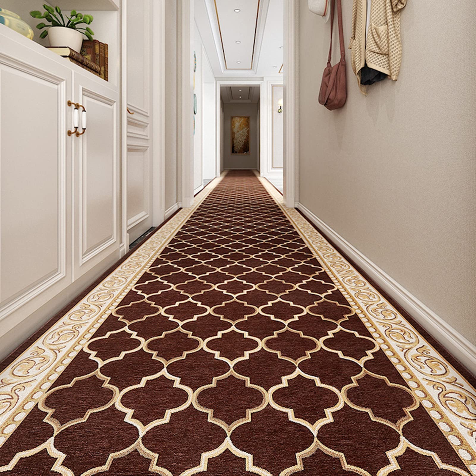 Tapis de couloir long et lavable avec support antidérapant en caoutchouc