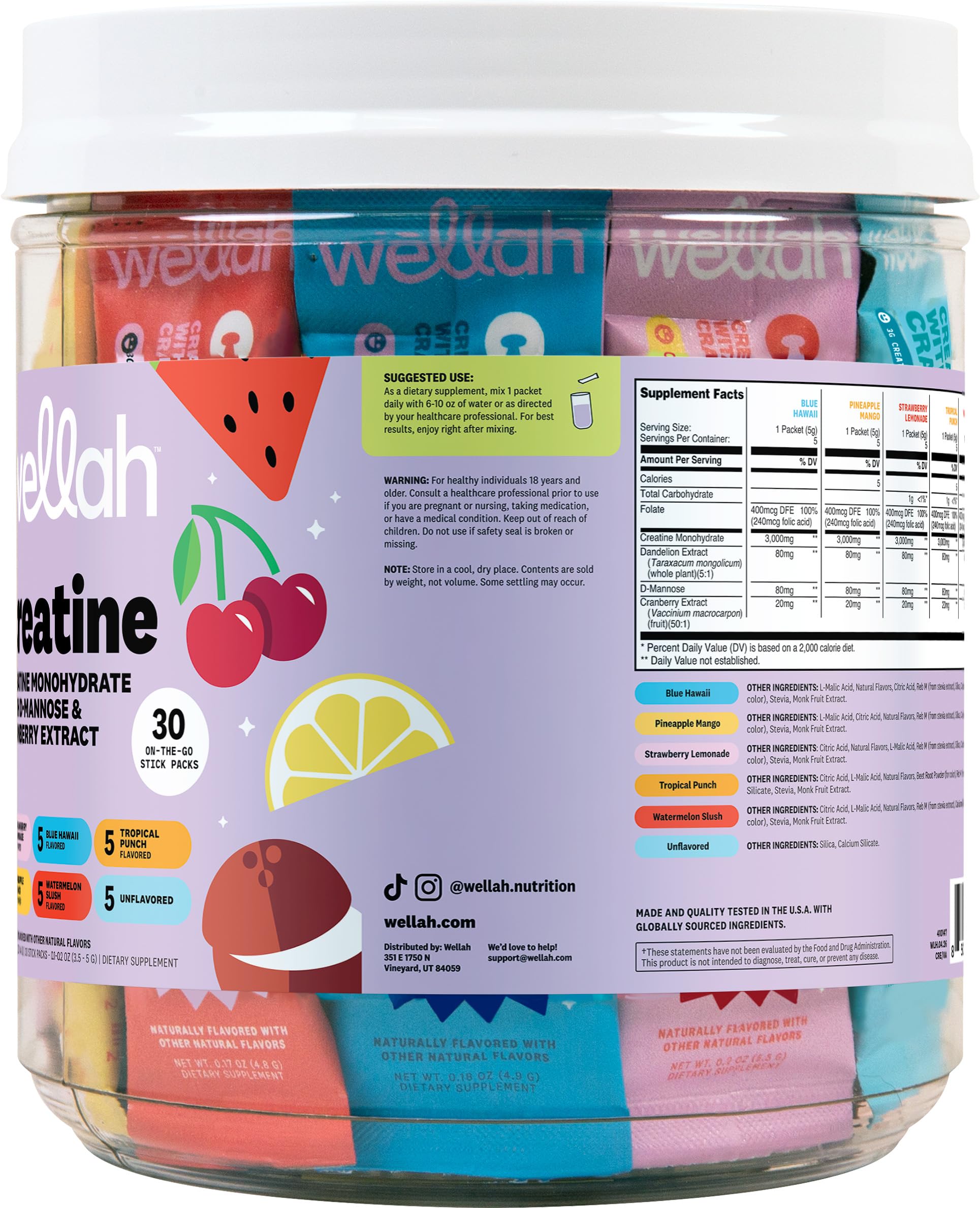 Wellah Creatine for Women (Variety Pack) 30 Stick Packs, 6 Flavors — Amazon image 3