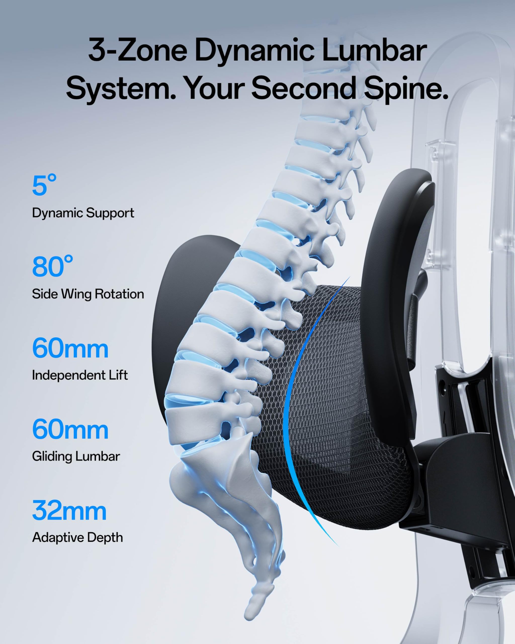 Hbada E3 Pro 2026 Edition Ergonomic Office Chair, Mesh Desk Chair with 3-Zone Floating Lumbar Support, Upgraded 4D Headrest, 720° Armrests, Black with Footrest - 4