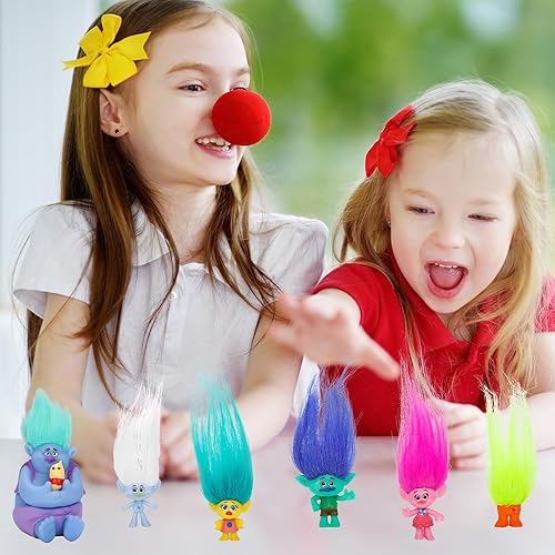 Miniatura 1 de Cartoon Figures Doll with Hair Set - 6PCS Figurines Toys for Theme Party Supplies - Kids Action Figures for Goodie Bag Stuffers Birthday Party Gift