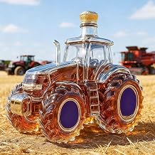 Whiskey Bottle Tractor Shaped 10oz Novelty Glass Decanter Creative Car Theme Empty Wine Bottles Hand Blown Liquor Storage Barware Home Bar Art Decor Gift for Men Alcohol Lovers Collectors Farmer