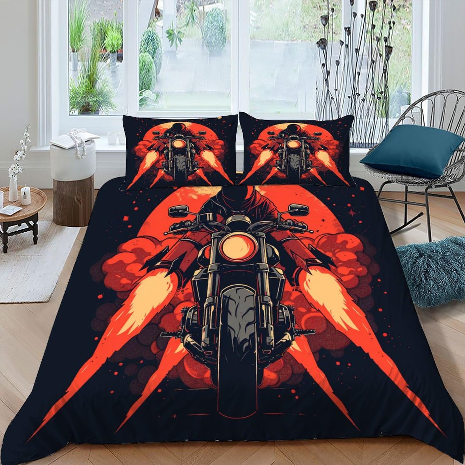 Housse de couette animaux sauvages parure de lit 135x200 microfibre chic