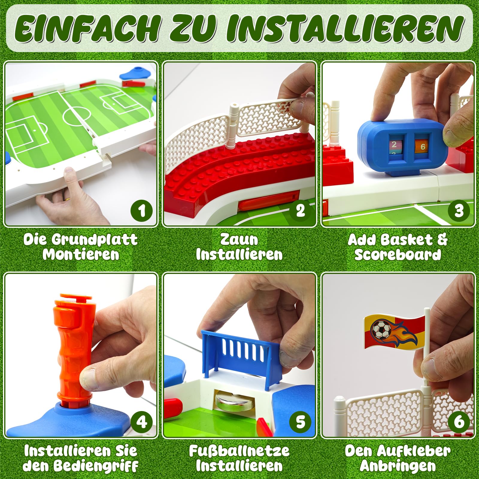 Mini Tischkicker Set, Tischfussball Kinder Brettspiel, Mit 6 Fußball Und Aufbewahrungstasche Handpunktezähler Aufkleber, Interaktives Fussballspiel Zur Geeignet Für Jungen 5-12 Jahre