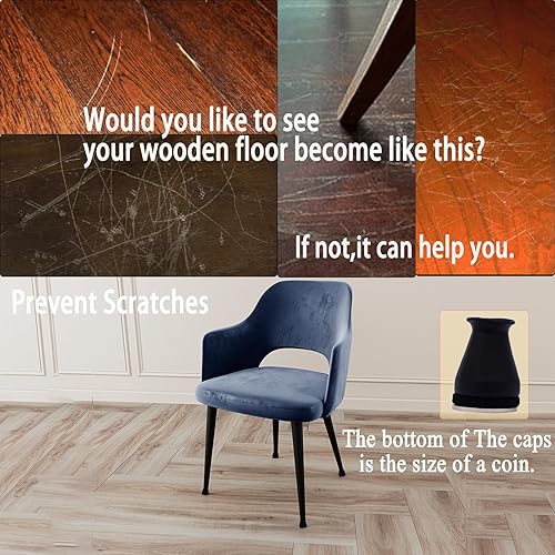 Miniatura 3 de Protectores de suelo de silicona extra pequeños para patas de silla con ajuste de fieltro de 0.55 a 0.9 pulgadas, tapas de patas de muebles pequeños