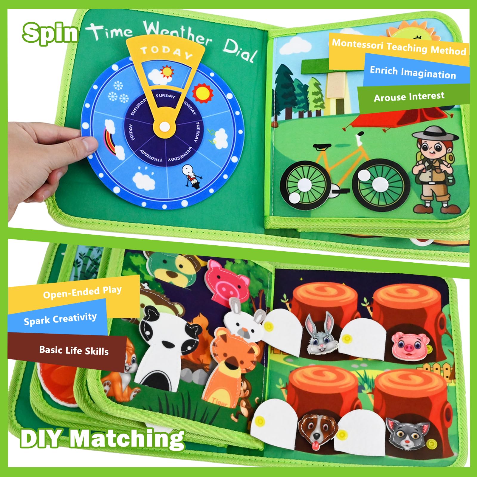 Busy Board Montessori 1 Anno, Quiet Book Sensoriale Educativo Feltro Valigetta Giochi Montessori 1 2 3 Anni, Giochi Libro Interattivo Tavolo Pannello attività Didattici Regalo Bimbo