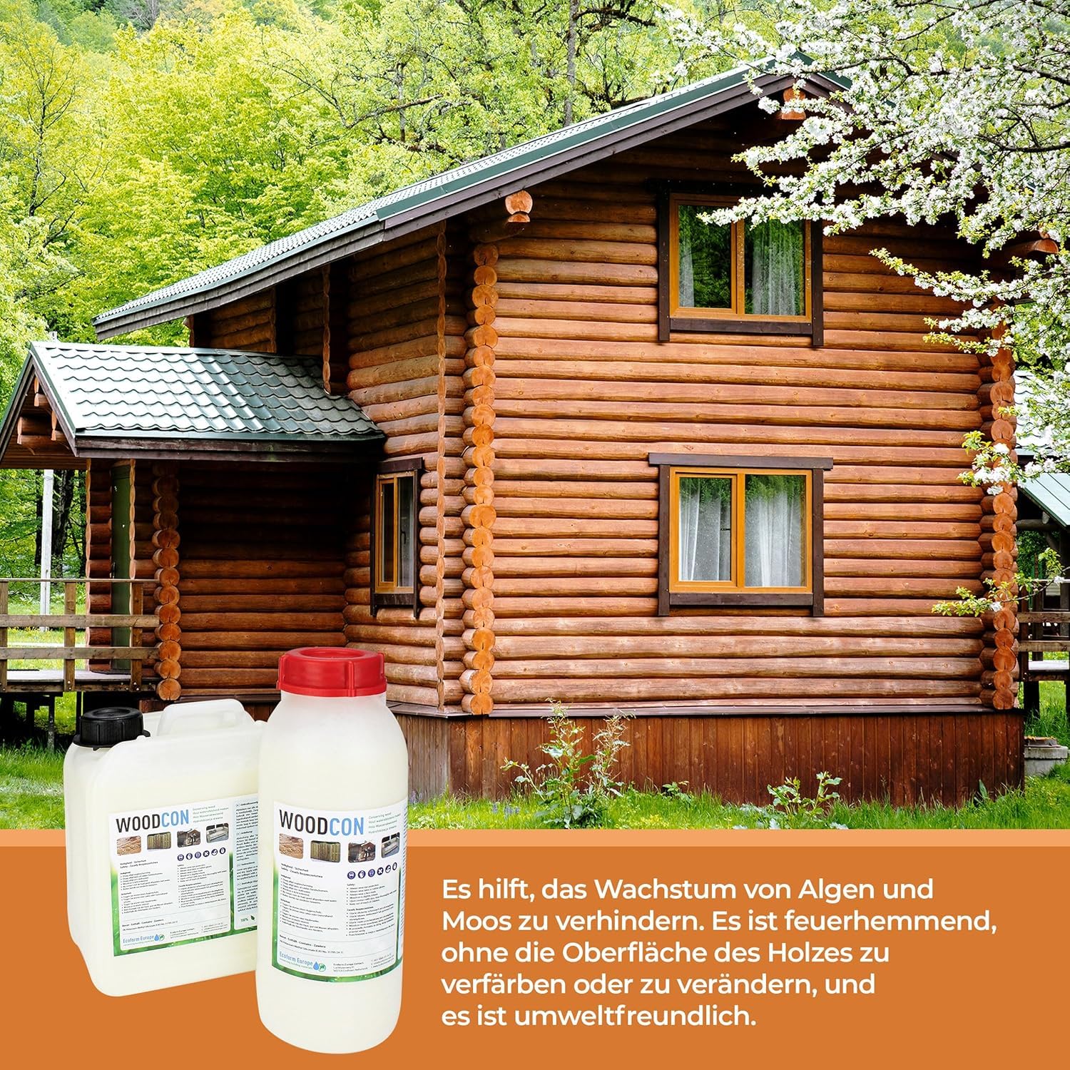 Woodcon - dla 8m² - Gwarantuje 100% wodoodporność drewna - impregnat do drewna - idealny do mebli i ogrodu (Przezrocysty, 2,5L)