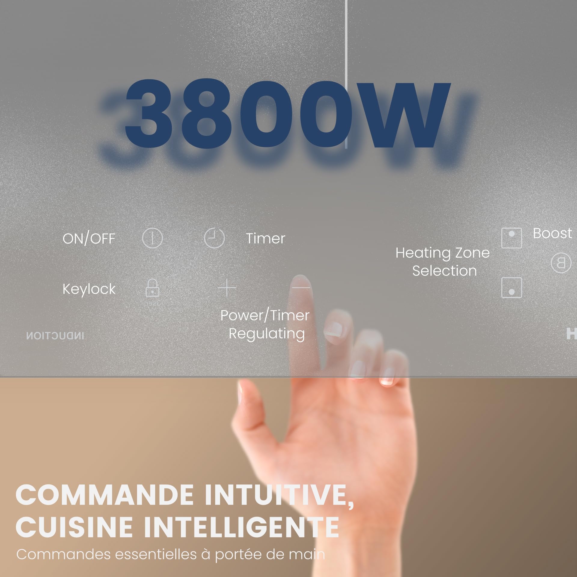 Plaque Induction 2 Feux - Plaque de Cuisson Electrique Encastrable 3800W, Verre Anti-Rayures avec Grattoir, Minuterie 1-99 min, Boost, Sécurité Enfant, 2 Ans Garantie