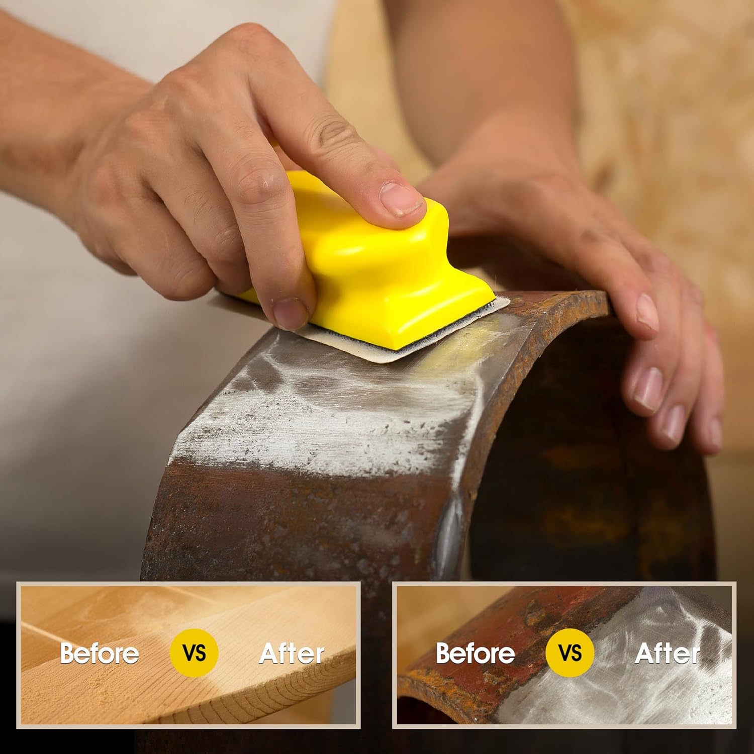 56 PCS Hand Sanding Block Set Include 16 PCS Contoured Profile Sander Block and 40 Sheet Sandpaper Interchangeable Assorted Convex & Concave Shapes Used for Woodworking Furniture, Auto Paint