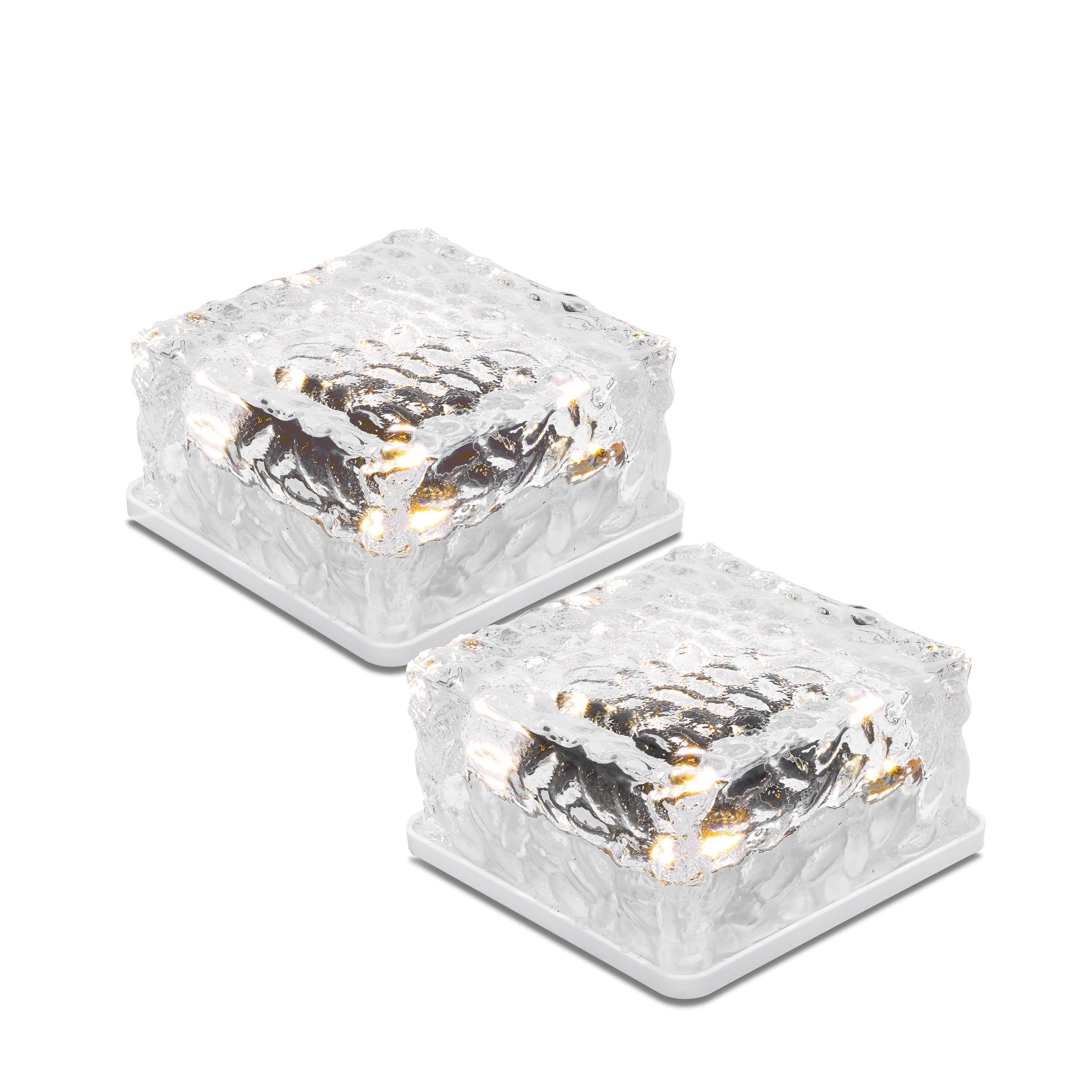 esotec Solar Pflasterstein – 2er Set, LED Bodenleuchte, wetterfest