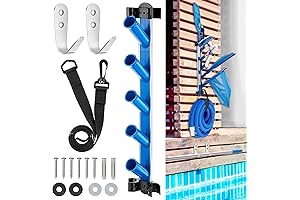 Pool Tool Organizer Storage Rack for Poles, Nets Brushes, Vacuum Hose and More