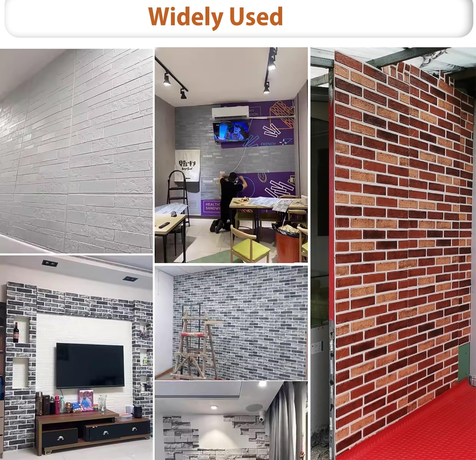 Naklejki ścienne z teksturą cegły 3D, odklej i przyklej, wodoodporne naklejki na ścianę do wystroju domu i restauracji, łatwe do nałożenia dekoracyjne panele na płytki