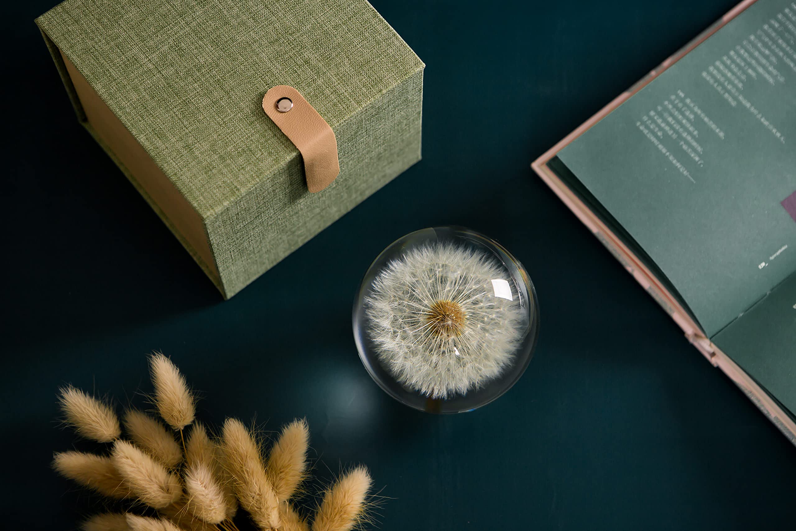 Fermacarte Dente Di Leone In Resina - Sfera Di Cristallo Con Fiore Reale, Diametro 9 Cm, Regalo Originale - Foto 7