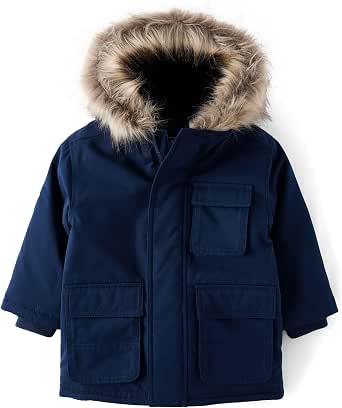 Casaco And Toddler Water and Wind Resistant Hooded Zip Front Parka Jacket The Children's Placebebê-meninos