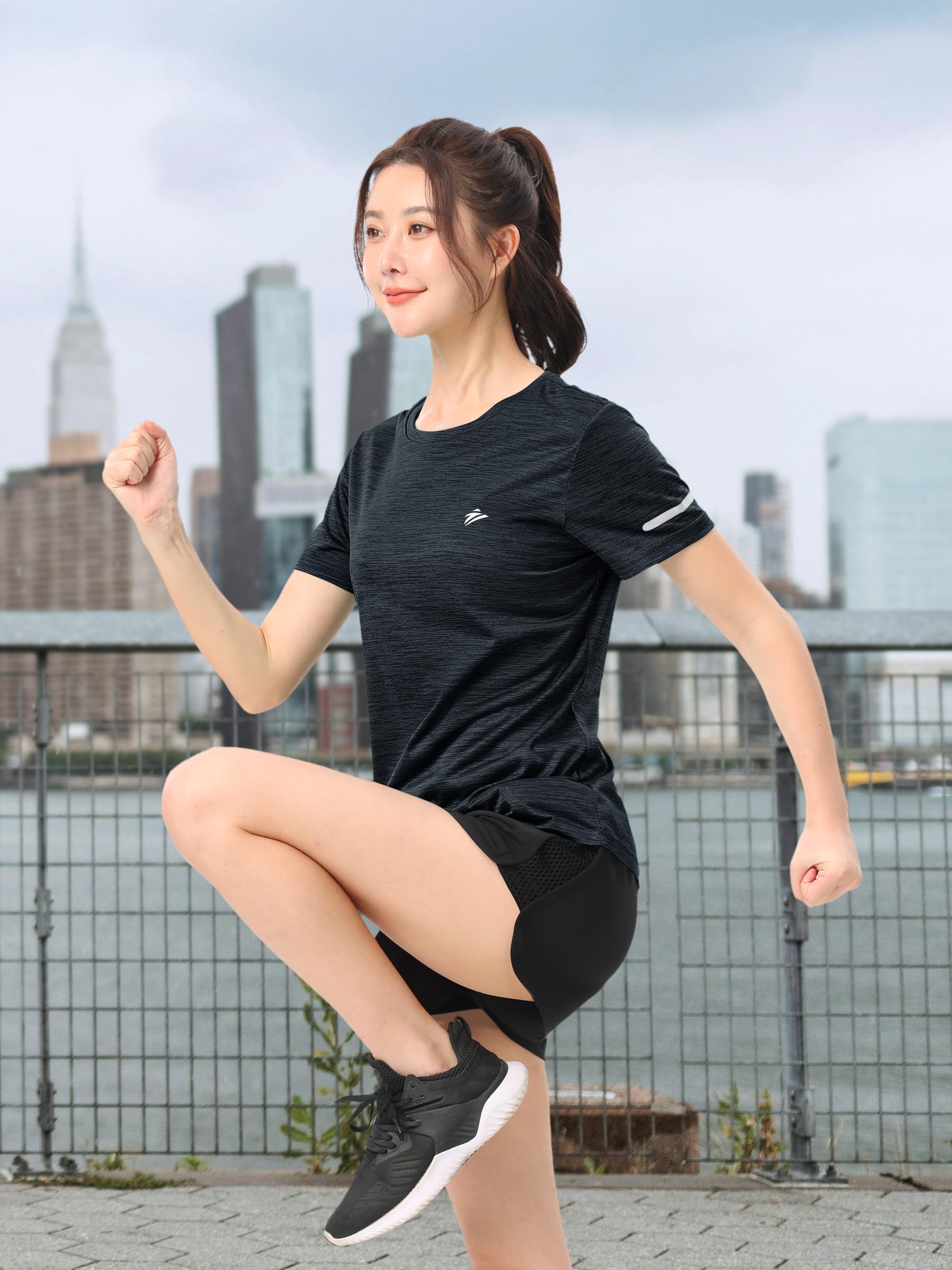 [TACVASEN] Tシャツ レディース 半袖 吸汗 速乾 スポーツ 無地 トレナー ラーニング トレニング トップス テニス ジム ウェア 透け防止 運動着 おしゃれ 夏 - 3