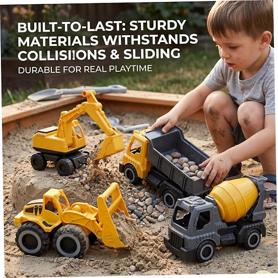 4pcs Construction Toys Set Mini Excavator Dump Truck Bulldozer Mixer Abs Beach Toys for Boys