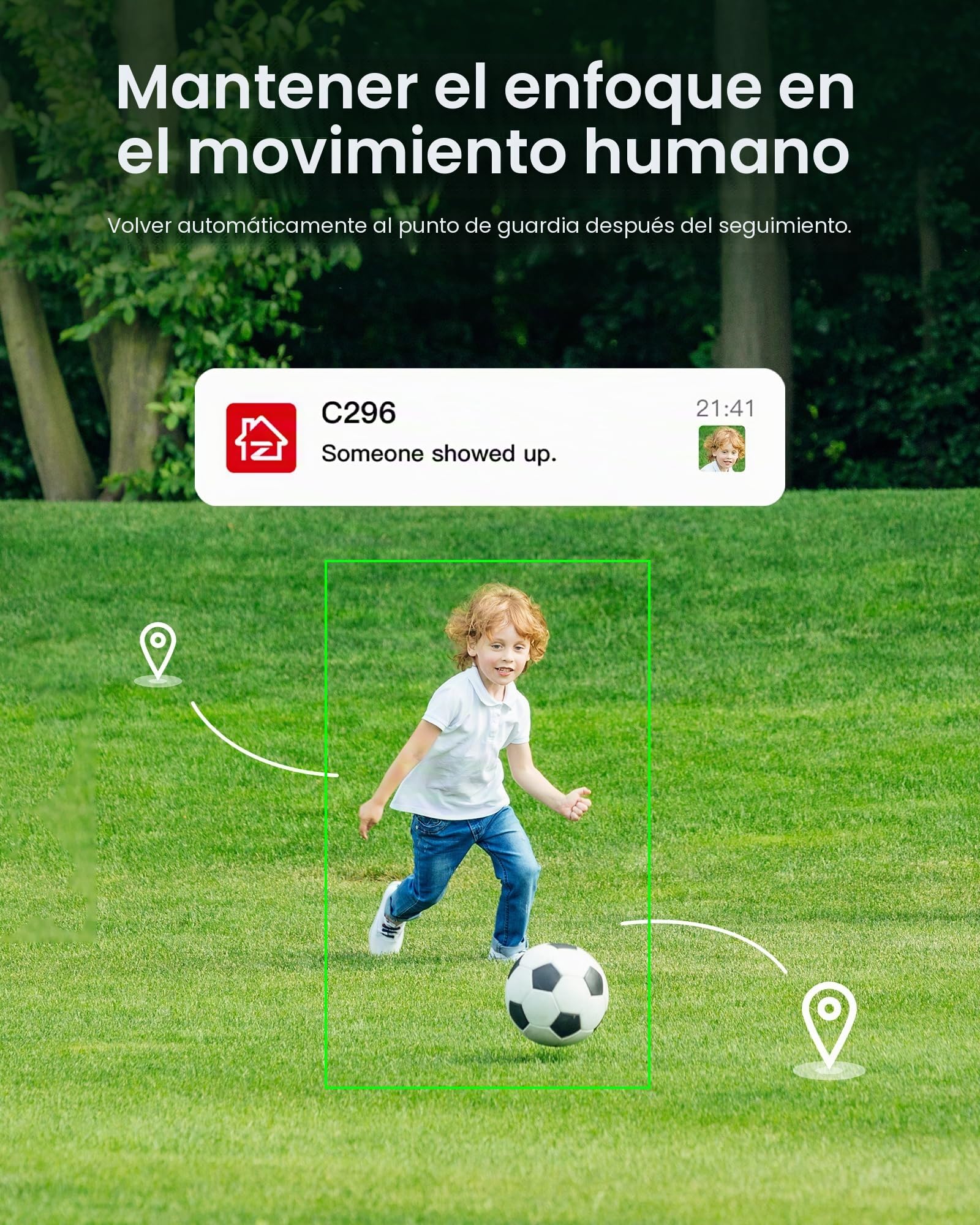 ZOSI 3K Cámara Vigilancia WiFi-6 Exterior, 360° Pan y Tilt Visión, Detección y Seguimiento Automático de Persona, 2,4GHz Cámara Seguridad con Audio Bidireccional