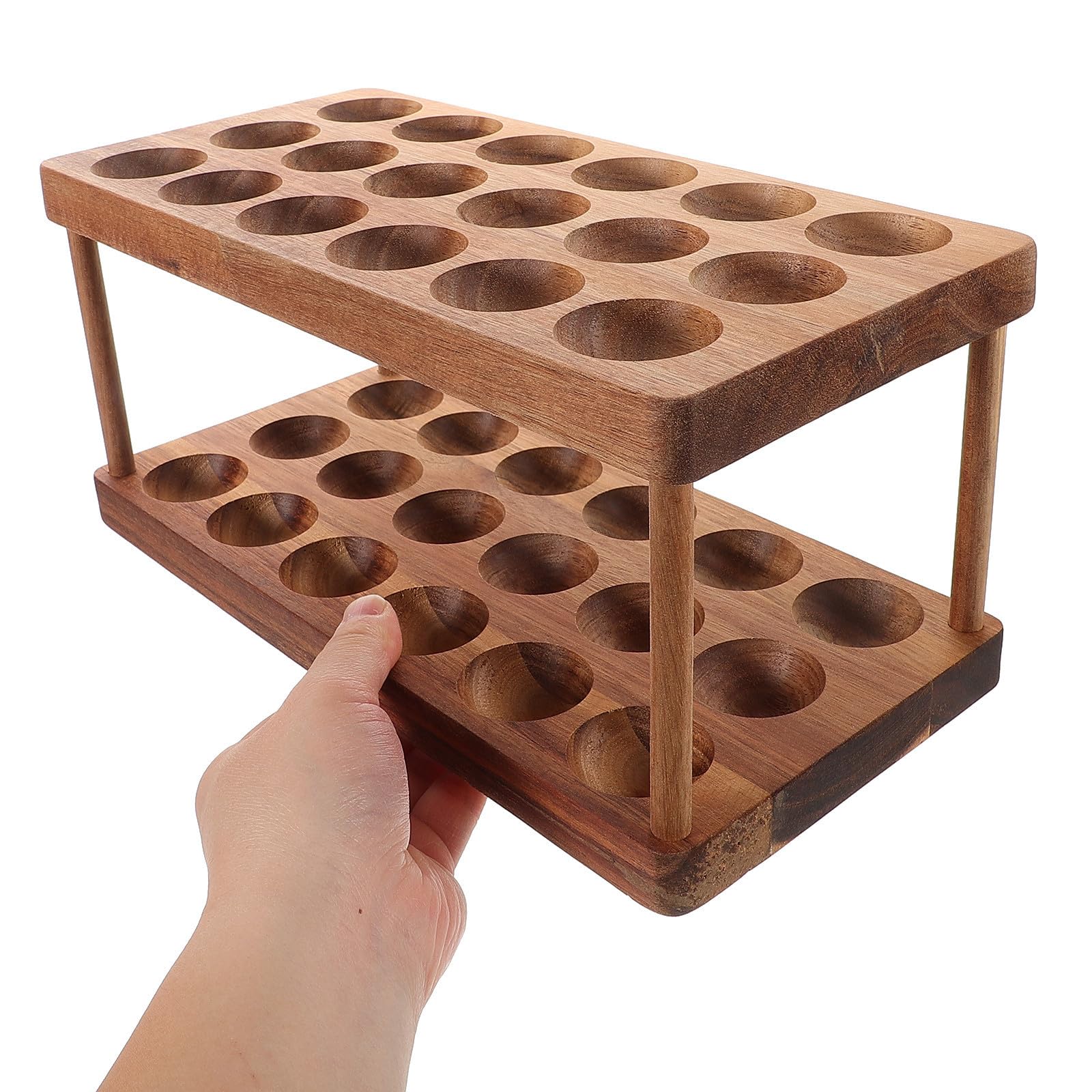 Soporte para Huevos de Mostrador de Madera Doble Capa para Cocina