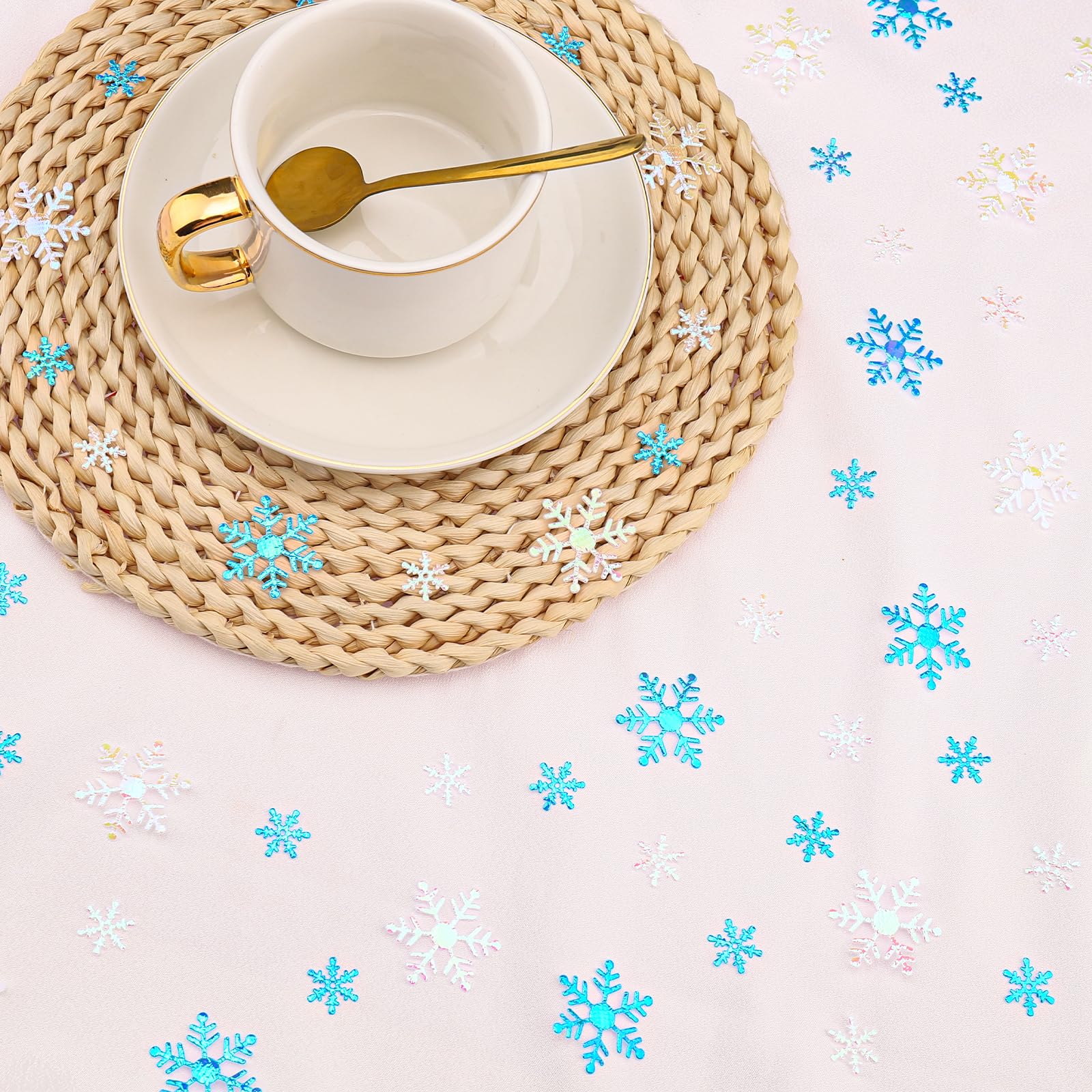 900 Stück Schneeflocken Konfetti – Weiß, Blau, Rosa, Je 300 Stück, Für Weihnachtsdeko