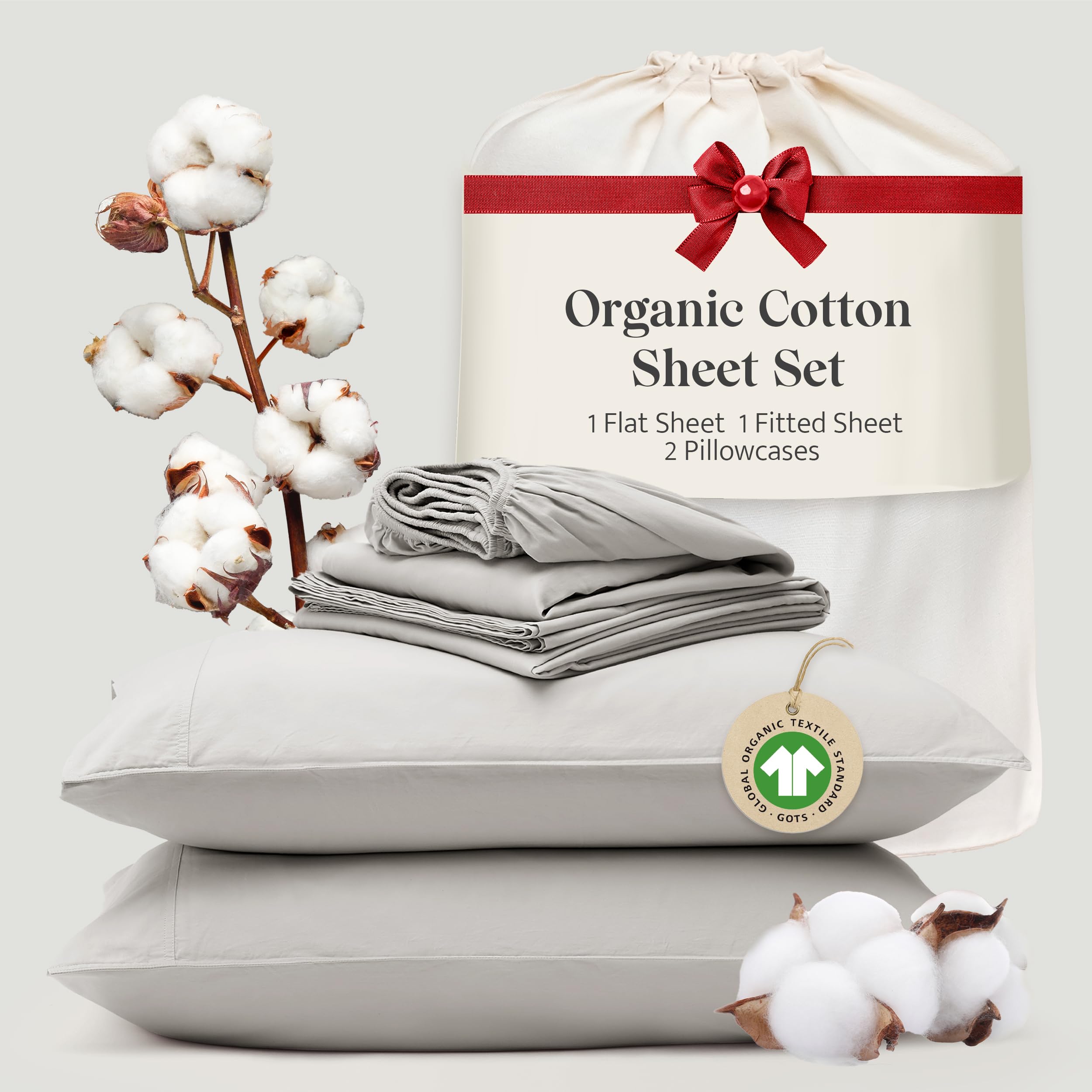 Double Stitch 100% Organic Cotton Queen Sheet Set
