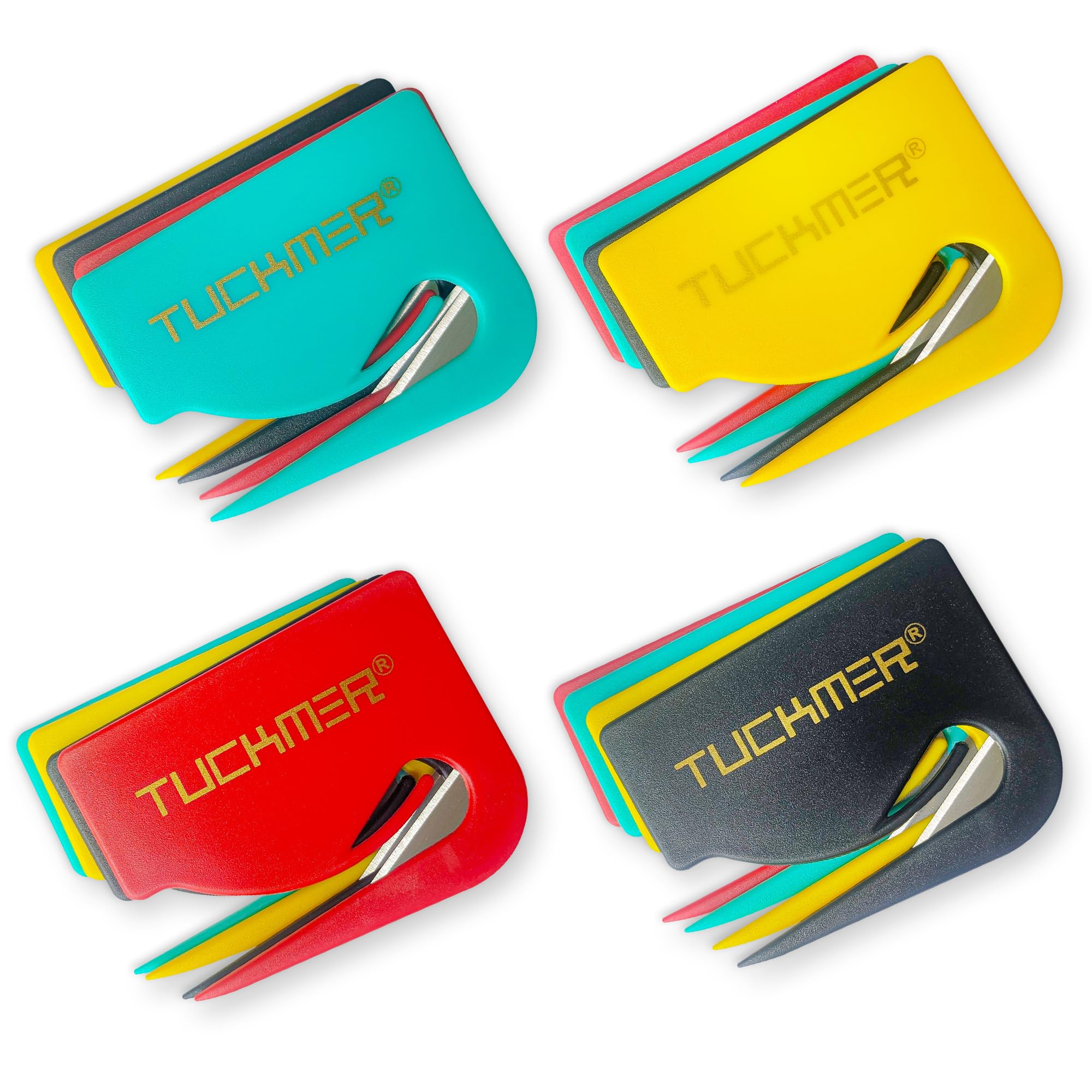 16 Pk Letter Opener Envelope Opener, Mail Cutter Slitter for Women, Men, Office, Home & Business Travelers - Mail Cutter with Safety Concealed Razor Blade and Guiding Tip for Perfect Cut - 4 Colors