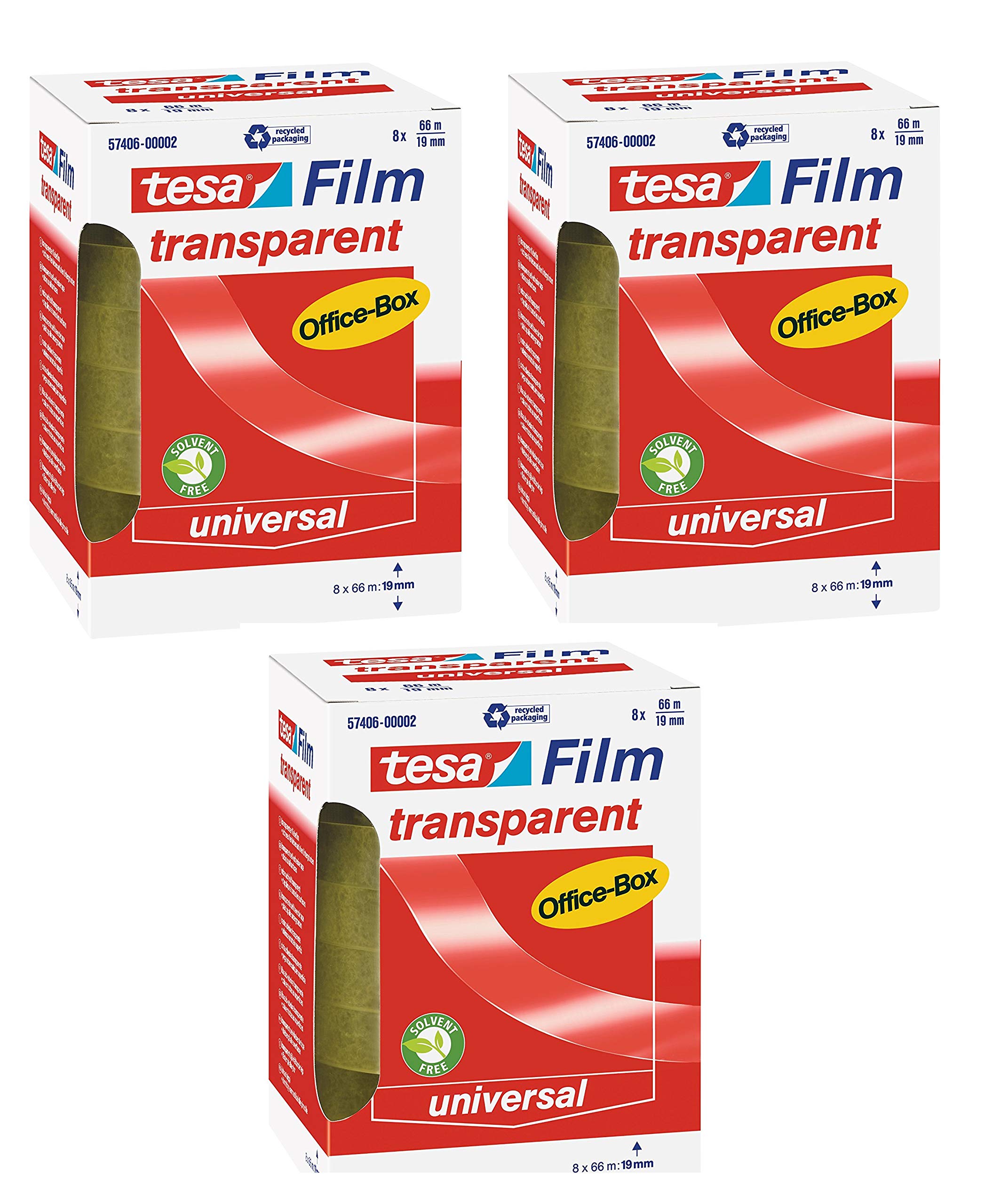 tesafilm transparent, Office-Box mit 8 Rollen (66m:19mm 3 Boxen)