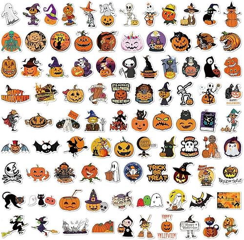 Miniatura 3 de Calcomanías de Halloween, 200 calcomanías de JULBEAR para botellas de Halloween, calcomanías de vinilo que no se repiten para botella de agua,
