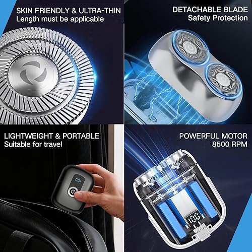 Miniatura 4 de Afeitadoras eléctricas de aluminio para hombres, maquinilla de afeitar eléctrica mejorada para hombre, recortadora de barba para hombres con