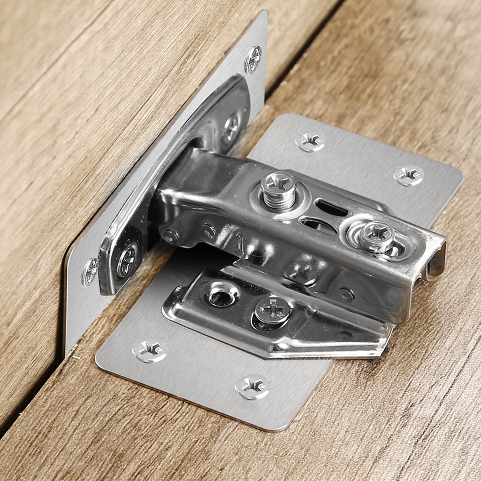 Kit Riparazione Cerniere Armadi - 8 Piastre In Acciaio Inox Con 48 Viti | Per Cucina E Mobili