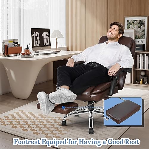 Miniatura 7 de NOBLEMOOD Silla de oficina de masaje de 6 puntos, silla de oficina ejecutiva calentada con función de masaje vibratorio, silla de oficina reclinable