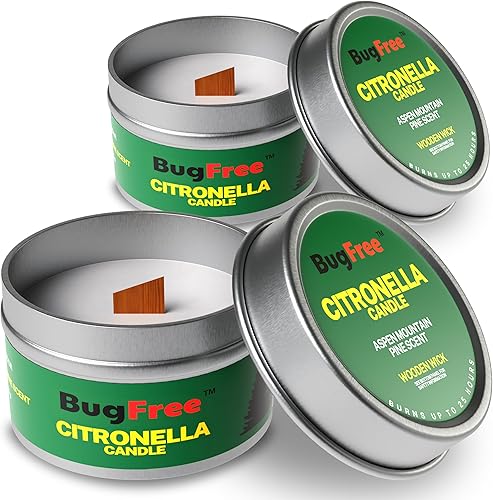 Velas de citronela para exteriores e interiores (6 onzas), perfumadas de pino, velas de citronela, pino de montaña con mecha de madera, tiempo de