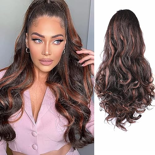 KRSI Yaki - Extensión de cabello ondulado con cordón para mujeres negras cabello sintético Yaki con cordón para cola de caballo ondulada para