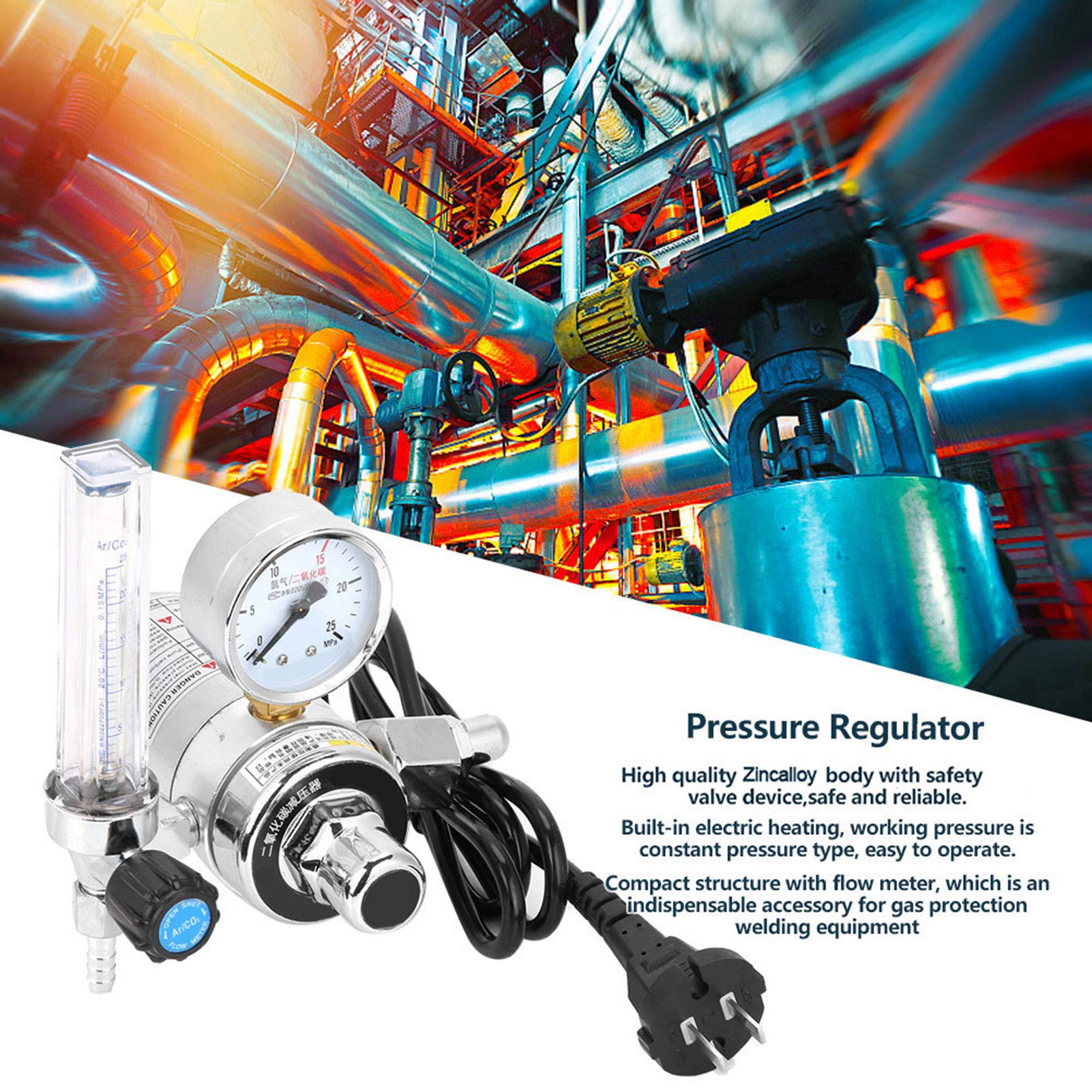 Akozon Réducteur de Pression de Dioxyde de Carbone, Régulateur de CO2, Jauge pour Les Travaux de Soudage, Accessoires Professionnels 36V à Utiliser (220V)