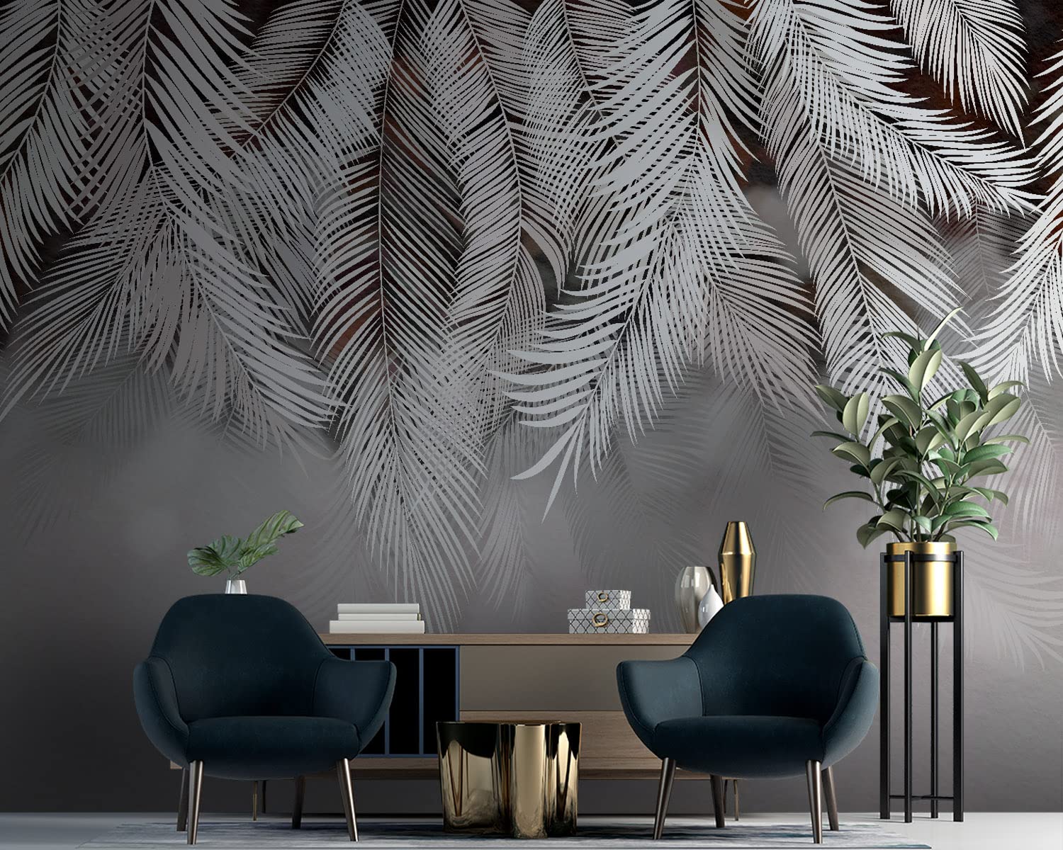 Carta Da Parati 3D Effetto Giungla - 400x280 Cm Con Foglie E Palme - Foto 5