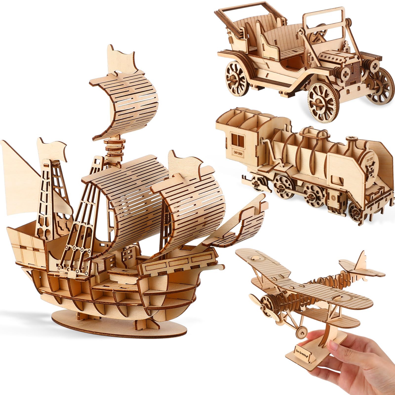 Amazon.com: Yilloog Christmas 4 Pcs DIY 3D Wooden Puzzle Set