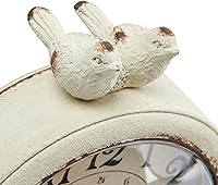 Vista 5 de Creative Co-Op Reloj de repisa de peltre vintage con pájaros, crema envejecida