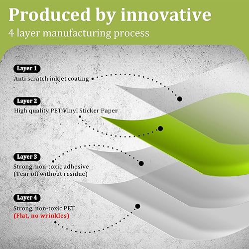 Miniatura 3 de MECOLOUR Papel adhesivo translúcido de vinilo imprimible de alta calidad, impermeable, se seca rápidamente colores vivos, mantiene bien la tinta,